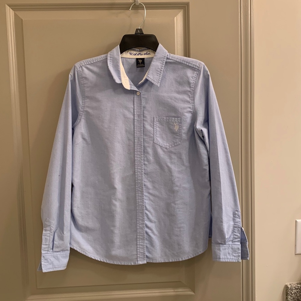 Light blue polo button up shirt
